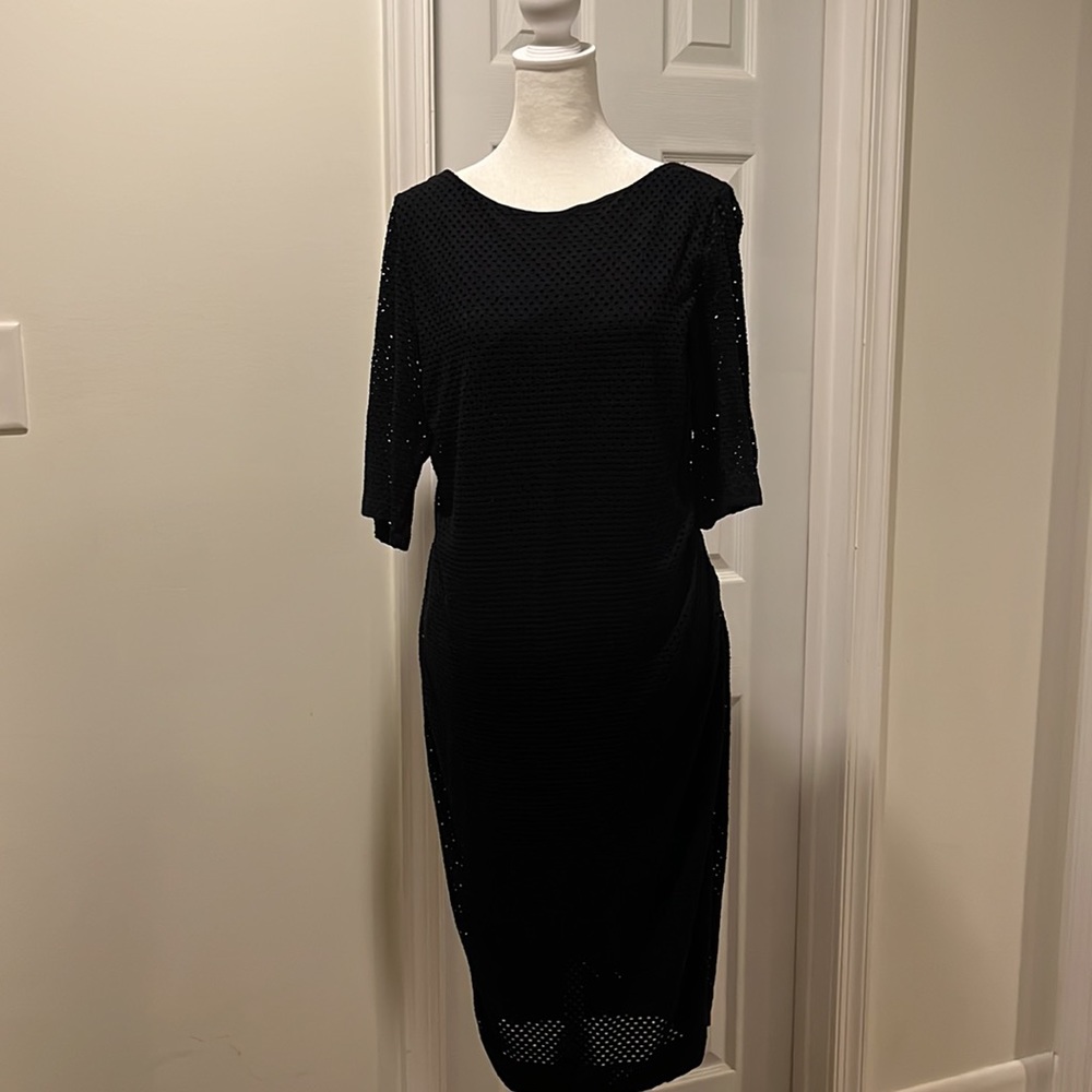 Banana Republic: NEW sexy blk slip on dress, Jacqueline Kennedy style, size 14.